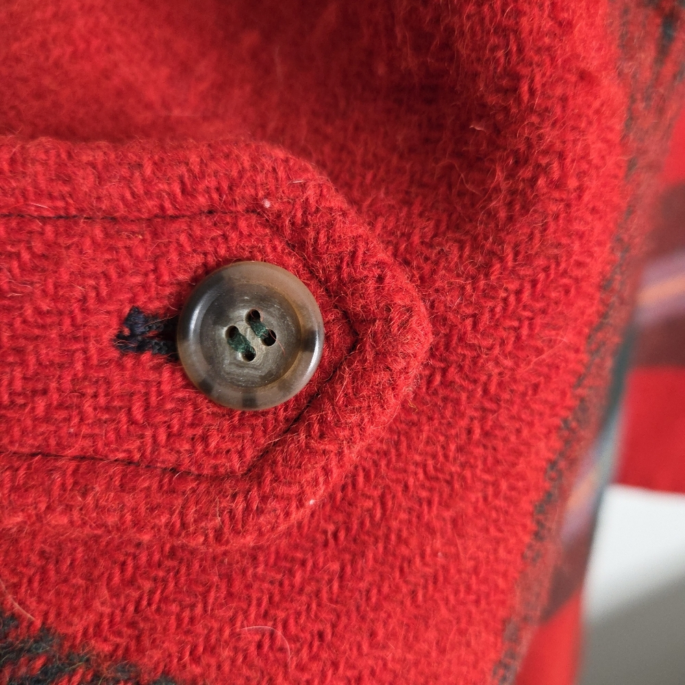 Louren Ralph Lauren Red Plaid Toggle pea Coat wool rare  winter Petite M - Picture 10 of 16